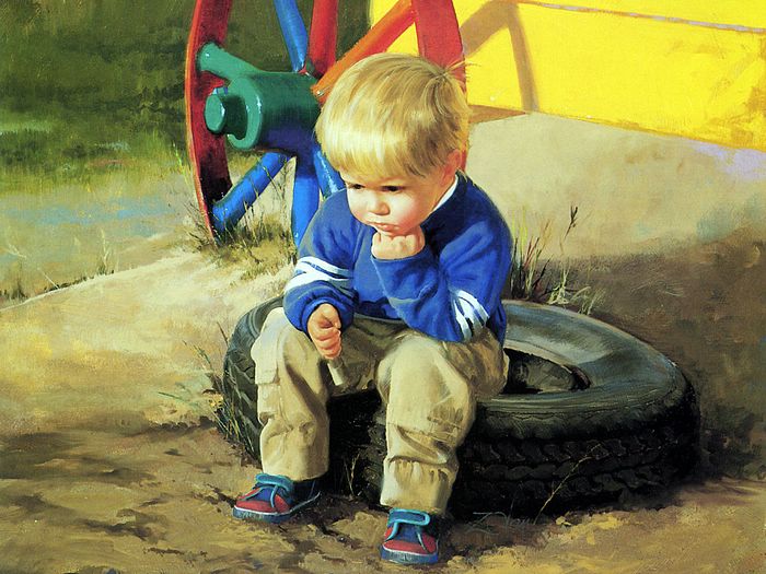 Dzieci w twórczości artystycznej - painting_children_kjb_DonaldZolan_68TheThinker_sm.jpg